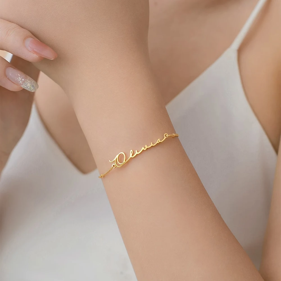 Vòng Tay/Vòng chân Khắc Tên Theo Yêu Cầu - Titan Không Gỉ, Cá Nhân Hóa, Phù Hợp Nữ & Bé