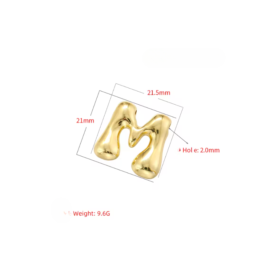 Dây Chuyền Chữ Cái Nổi Titan Cao Cấp Mạ Vàng – Phong Cách Chunky Bubble