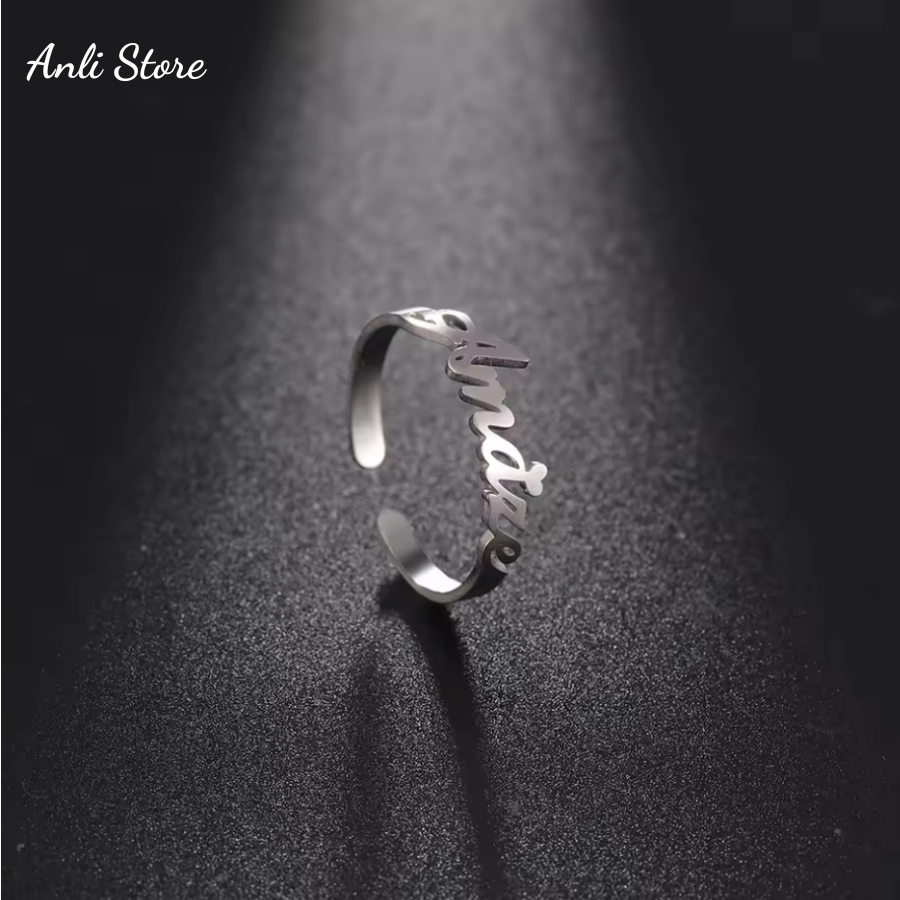 Nhẫn Khắc Chữ Theo Yêu Cầu – Titan Không Gỉ, Quà Tặng Cho Cặp Đôi - Gia Đình - Bạn Bè - Idol