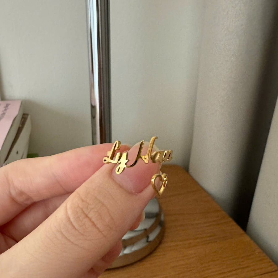 Nhẫn Khắc Chữ Theo Yêu Cầu – Titan Không Gỉ, Quà Tặng Cho Cặp Đôi - Gia Đình - Bạn Bè - Idol