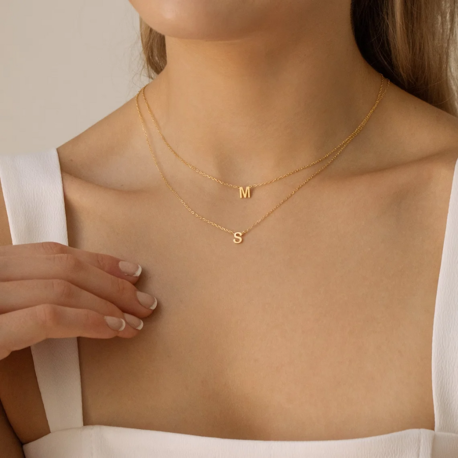 Dây chuyền vàng chữ cái hot phong cách cổ điển dành cho phụ nữ, có khoá toggle, chữ cái từ A-Z
