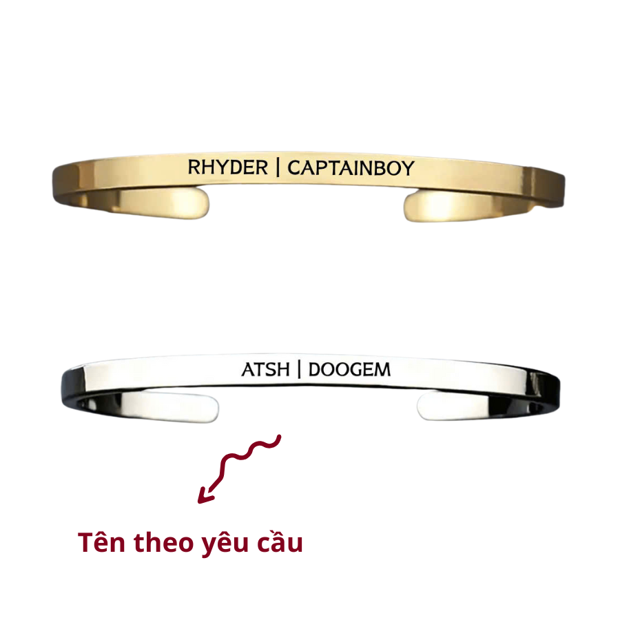 Vòng Tay Mở Khắc Tên Riêng - Bản Mảnh Minimal