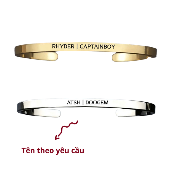 Vòng Tay Mở Khắc Tên Riêng - Bản Mảnh Minimal