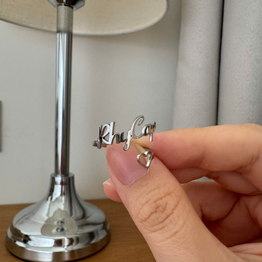 Nhẫn Khắc Chữ Theo Yêu Cầu – Titan Không Gỉ, Quà Tặng Cho Cặp Đôi - Gia Đình - Bạn Bè - Idol