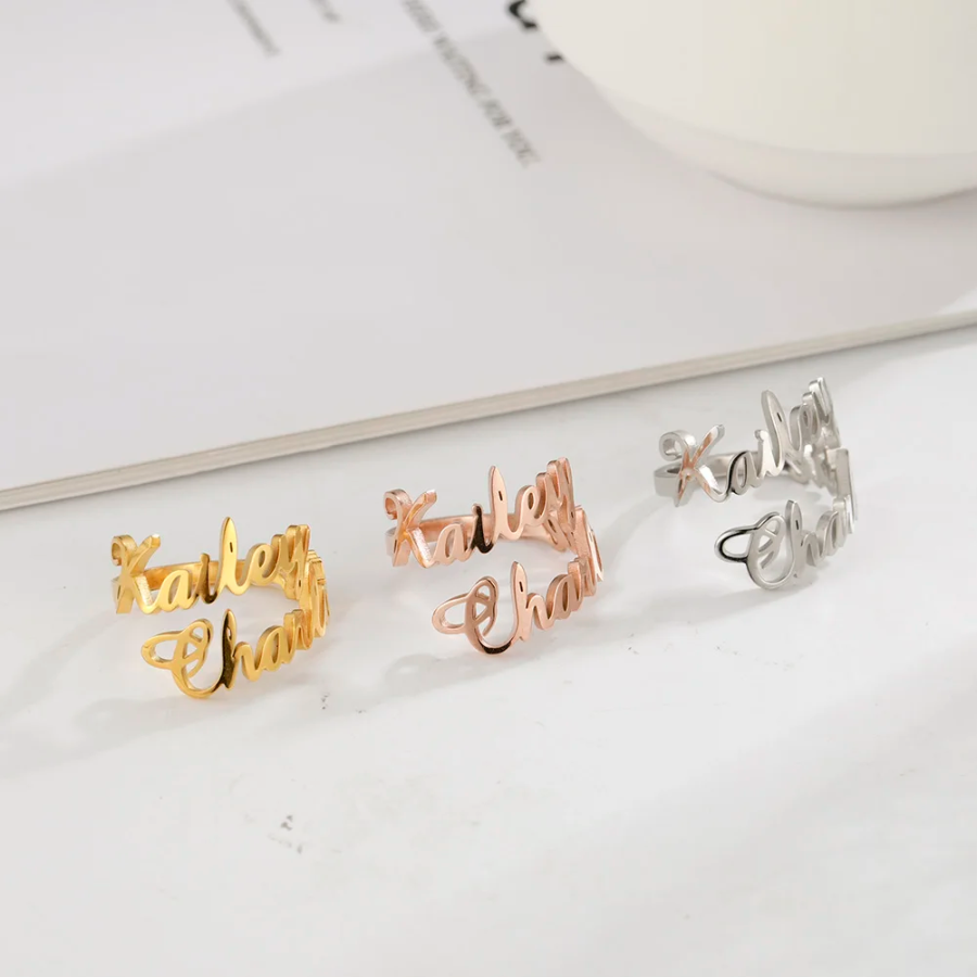 Nhẫn Khắc Tên Theo Yêu Cầu – Thiết Kế Cá Nhân Hóa, Titan Không Gỉ, Phụ Kiện Cho Cặp Đôi & Gia Đình