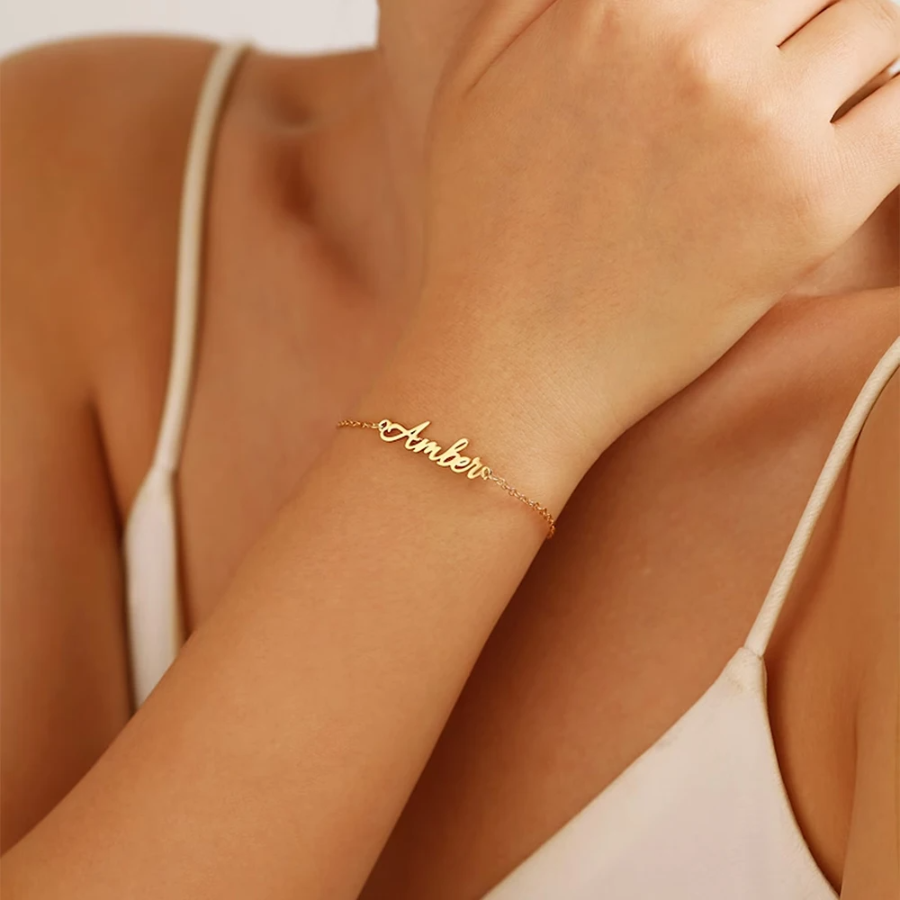 Vòng Tay/Vòng chân Khắc Tên Theo Yêu Cầu - Titan Không Gỉ, Cá Nhân Hóa, Phù Hợp Nữ & Bé