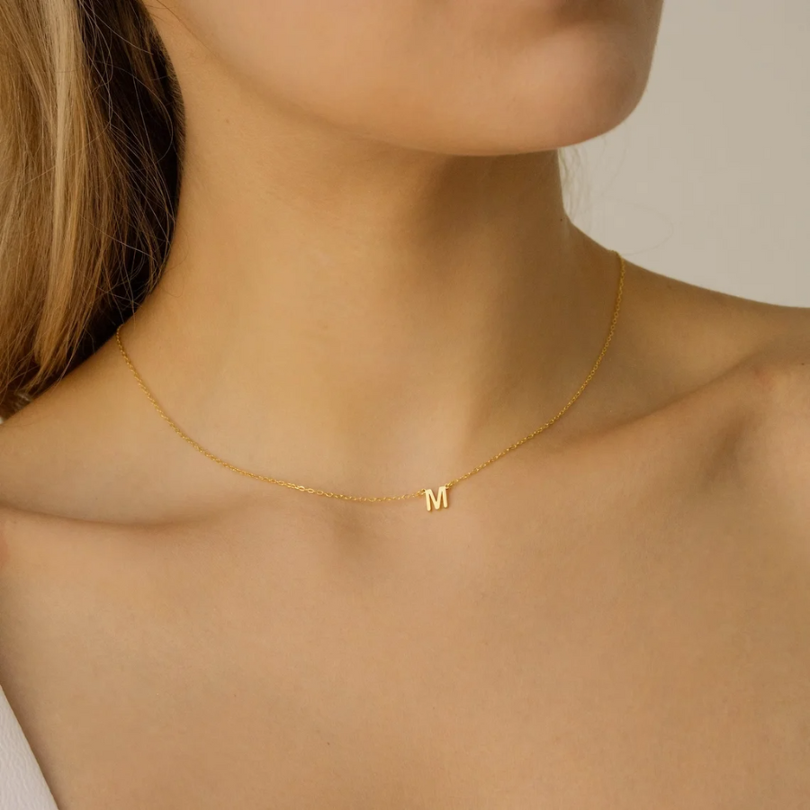 Dây chuyền vàng chữ cái hot phong cách cổ điển dành cho phụ nữ, có khoá toggle, chữ cái từ A-Z