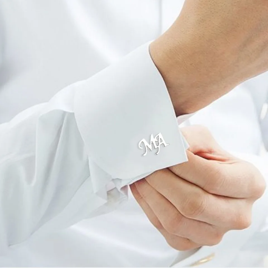 Phụ kiện cài cổ tay áo sơ mi - Khuy măng - Khắc Chữ Theo Yêu Cầu – Thép Không Gỉ, Khắc Chữ Cái Riêng - 1 Cặp 2 Chiếc