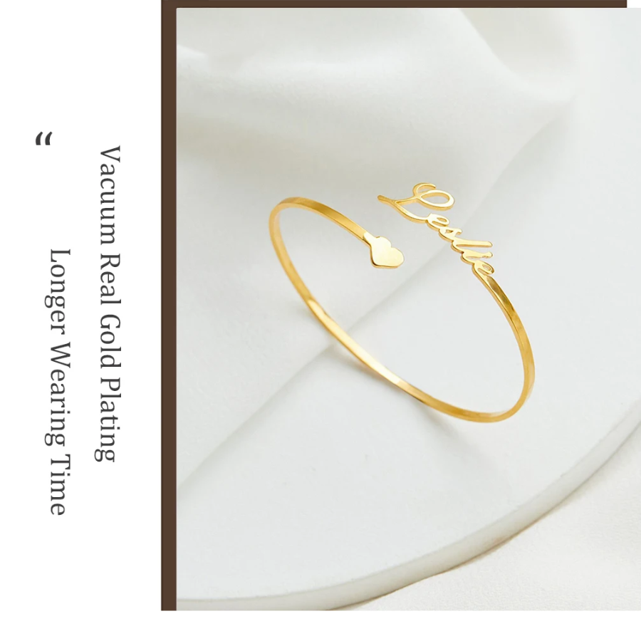 Vòng Tay Khắc Tên Theo Yêu Cầu – Thiết Kế Trái Tim Độc Đáo - Titan Cao Cấp Không Gỉ