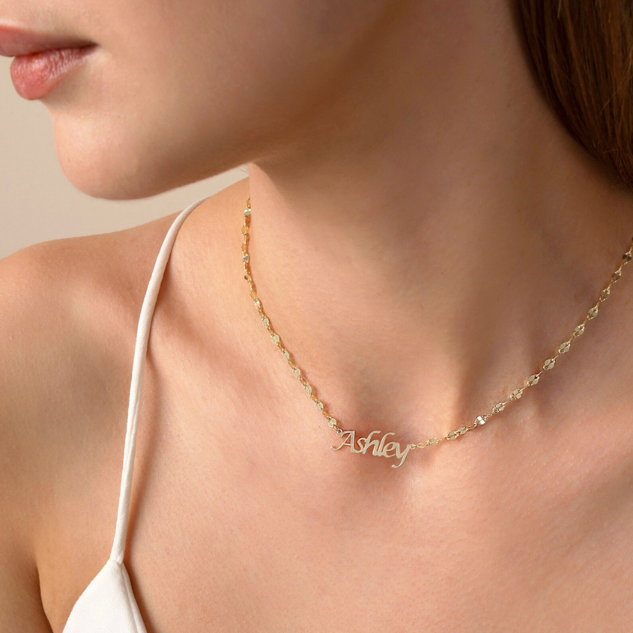 Dây Chuyền Tên Mạ Vàng Theo Yêu Cầu – Kiểu Dây Lip Chain, Quà Tặng Cá Nhân Hóa Cho Mẹ & Bạn Gái