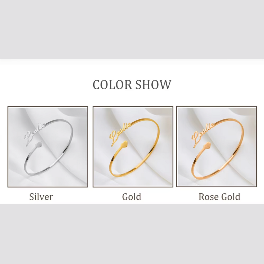 Vòng Tay Khắc Tên Theo Yêu Cầu – Thiết Kế Trái Tim Độc Đáo - Titan Cao Cấp Không Gỉ