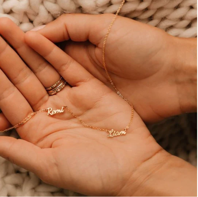 Dây chuyền khắc tên cặp đôi, gia đình – Tùy chọn 1-5 tên