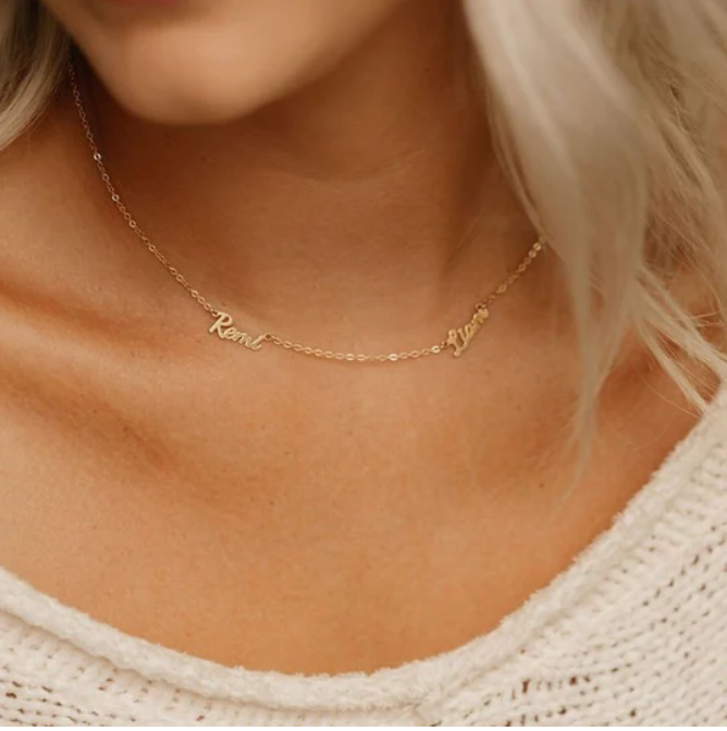 Dây chuyền khắc tên cặp đôi, gia đình – Tùy chọn 1-5 tên