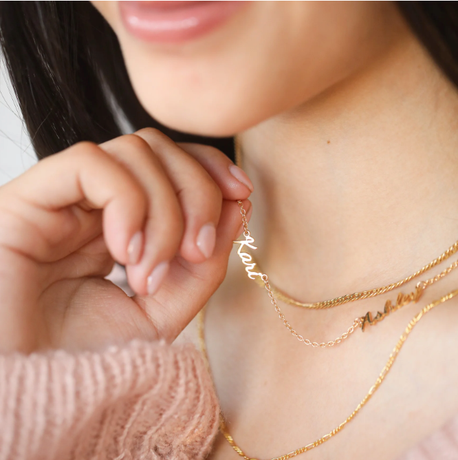 Dây chuyền khắc tên cặp đôi, gia đình – Tùy chọn 1-5 tên