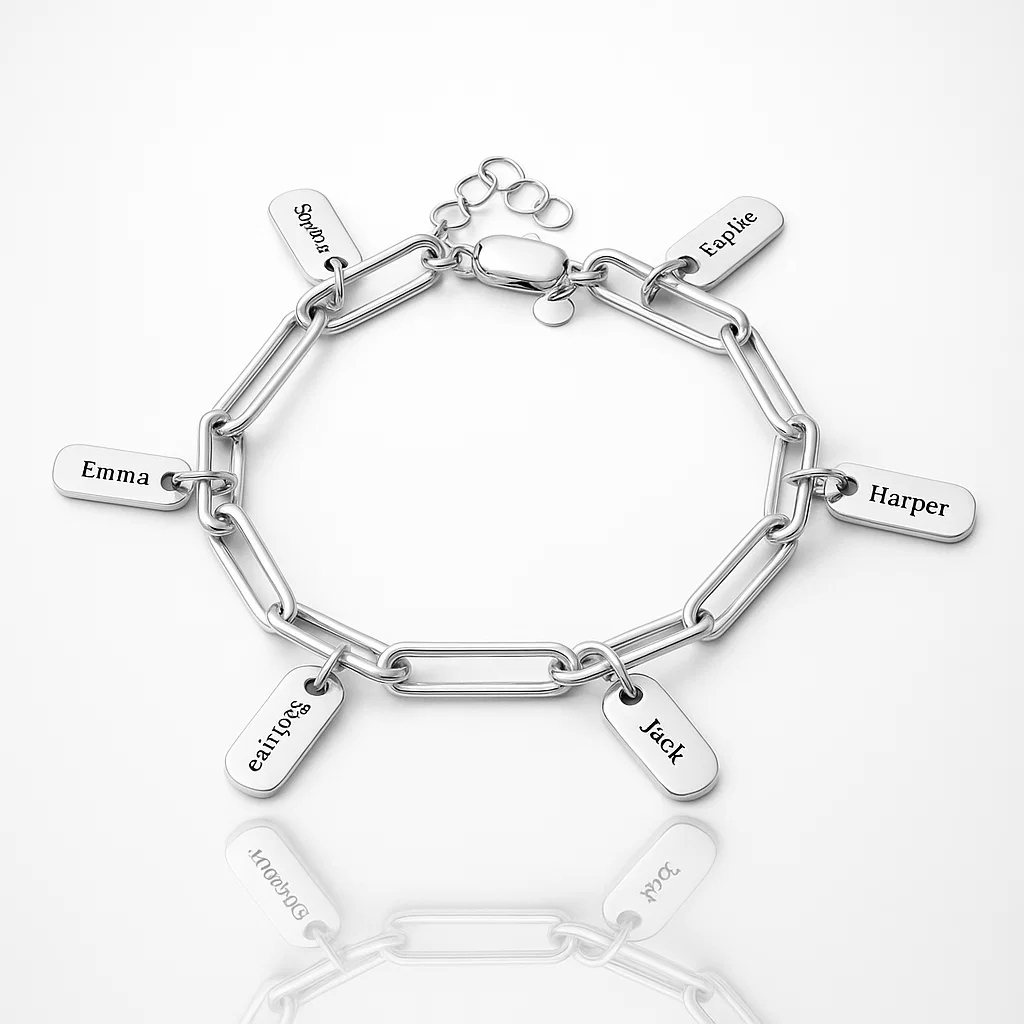 Vòng Tay Khắc Tên Theo Yêu Cầu - Khắc 1-6 Tên, Titan Không Gỉ, Cá Nhân Hóa Nam & Nữ